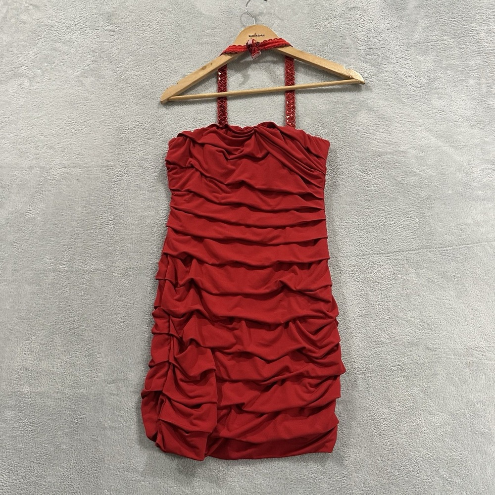 Speechless S Mini Halter Tube Dress Red Women Small Party Club Y2K Ruffle